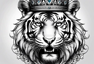 Tiger wearing crown tattoo idea