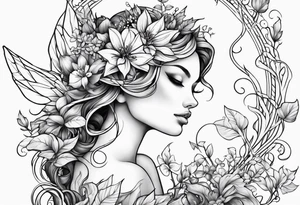 Fairy vines and flowers tattoo idea