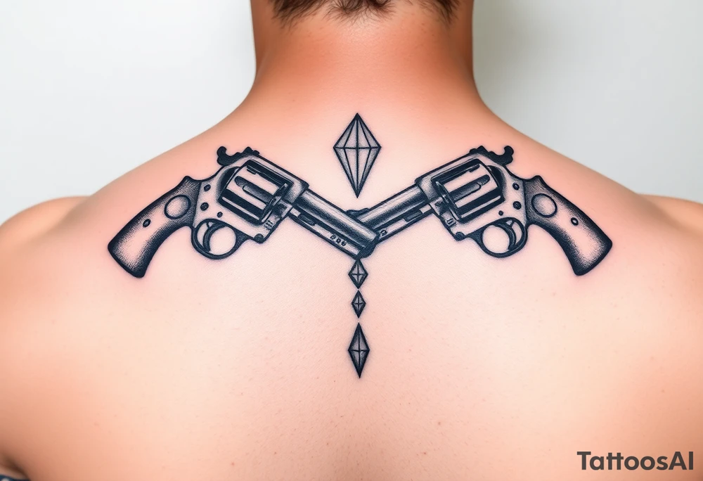 Melting diamond 
2 revolvers pointing down with barrels crossing one another tattoo idea