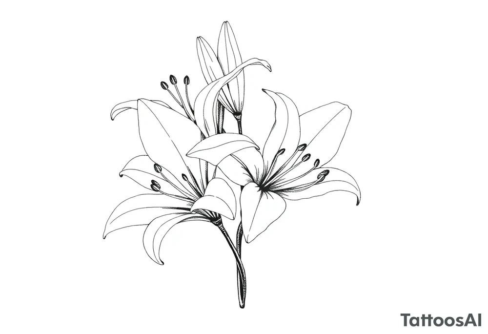 White lillies that lol like an antique etching tattoo idea