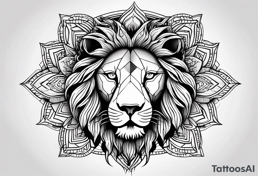 Lion sun evil eye tattoo idea