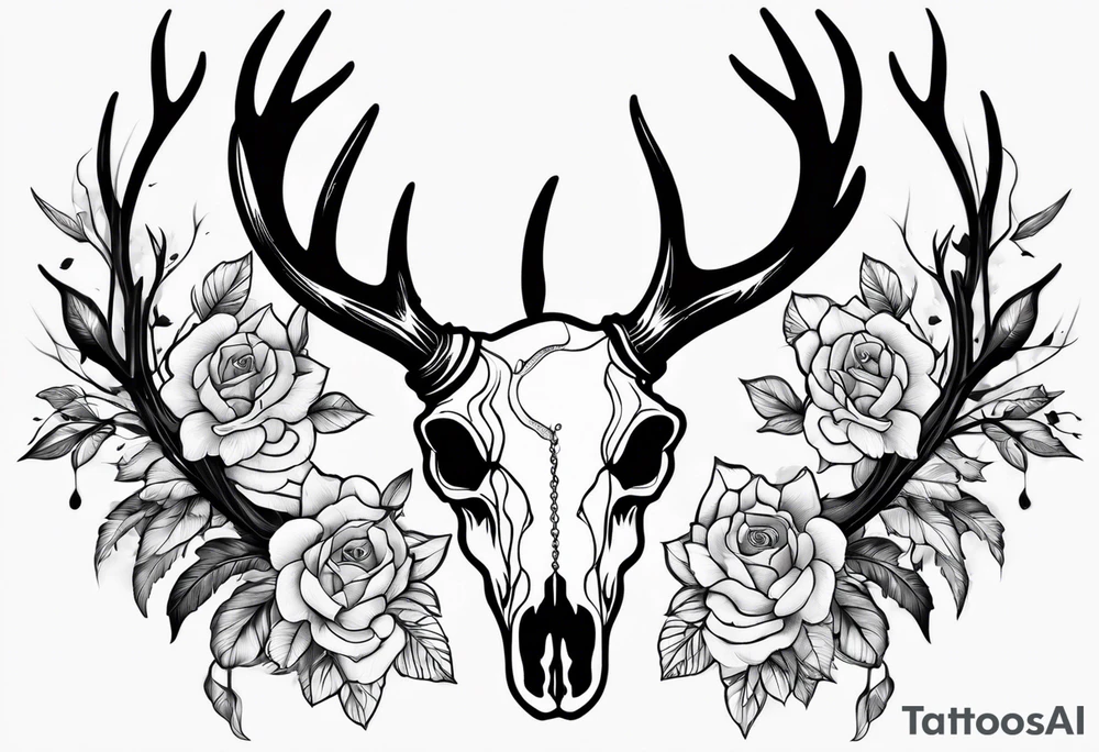 Dead deer skull tattoo idea