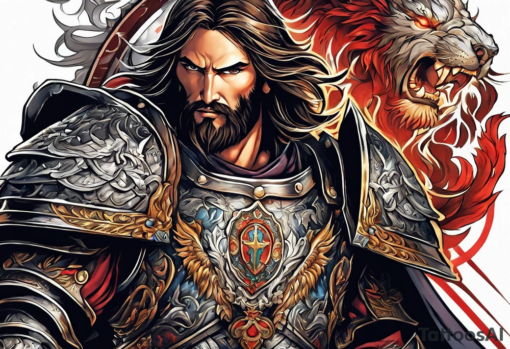 The armor of Jesus Christ fights off demons tattoo idea