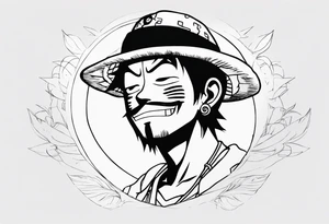I want a half compas and half Mugiwara Luffy head tattoo idea