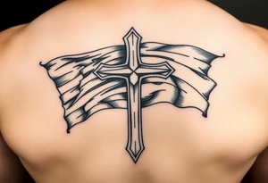 Cross with flag tattoo idea