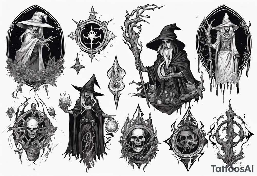 witch necromancer like a path of exile games tattoo idea