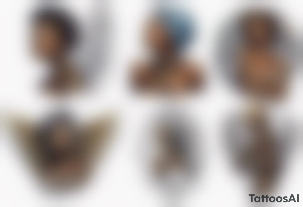 African angel on a balcony tattoo idea