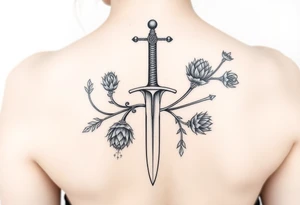 Scottish great sword with Scottish thistles spiraling around it tattoo idea