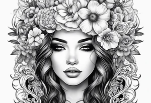 Flower headed girl tattoo idea