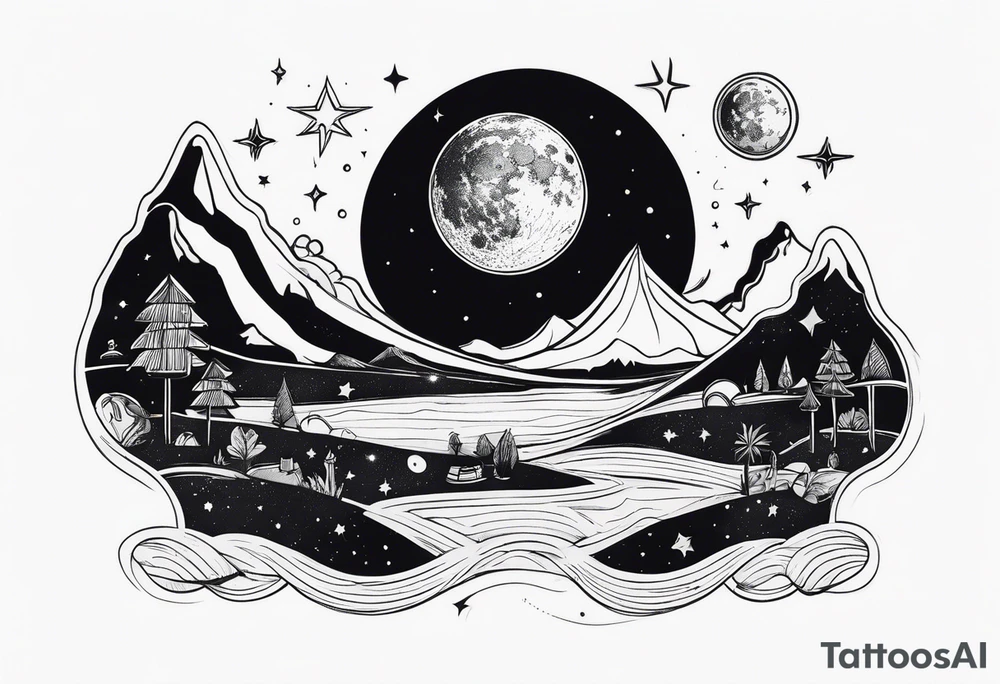 vacation on the moon tattoo idea