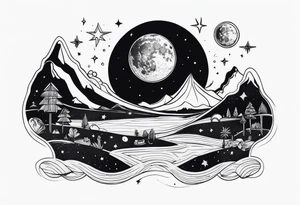 vacation on the moon tattoo idea