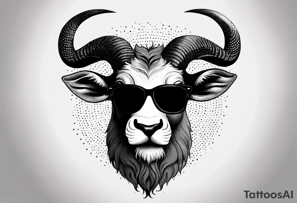 capricorn with beard and sunglasses tattoo idea