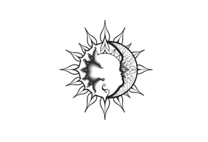 sun and moon with constellation patterns tattoo idea