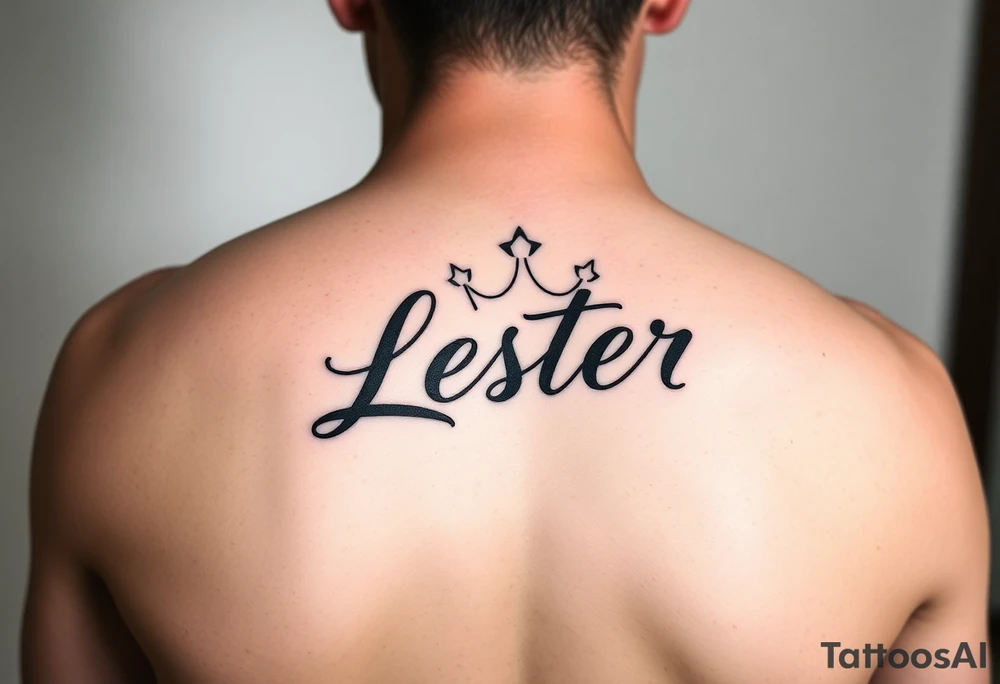 Lester with a crown in cursive tattoo idea
