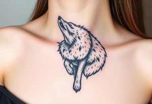 Wolf wearing a sheeps wool around its body like a coat prowling around tattoo idea