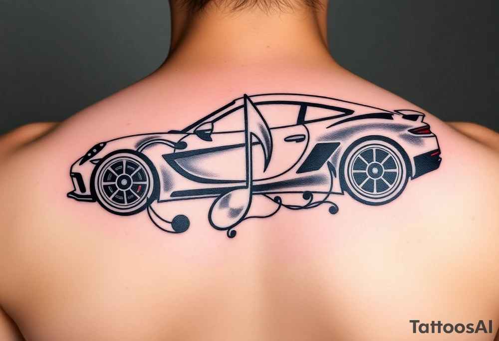 Car turbo turned into a music note tattoo idea