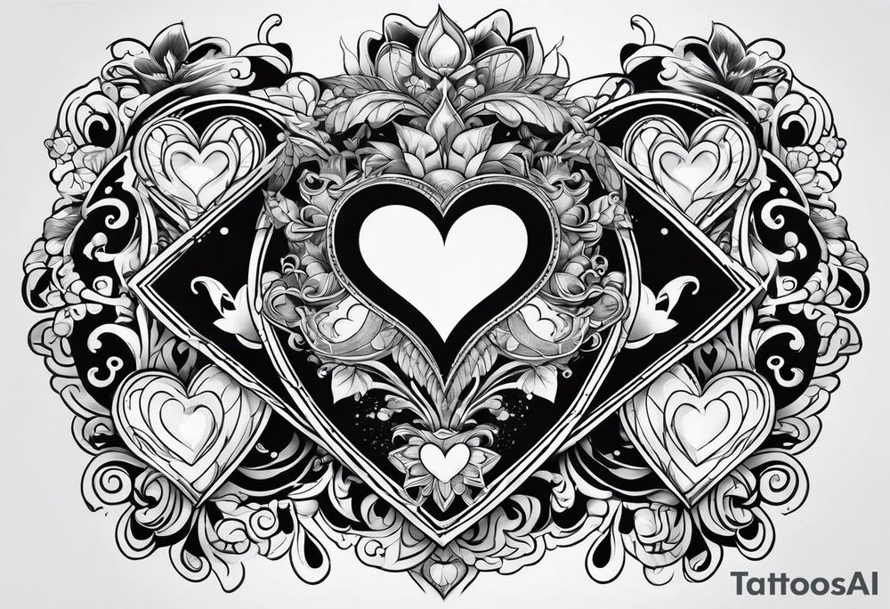 royal flush of hearts tattoo idea