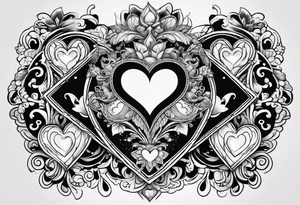 royal flush of hearts tattoo idea