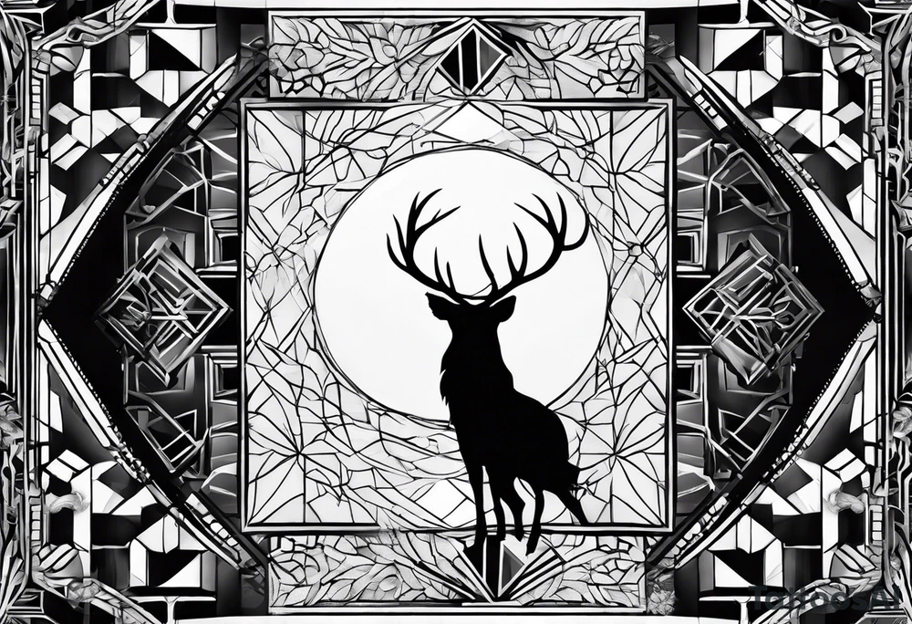 Baum silhouette mit Geometric Muster im Hintergrund tattoo idea