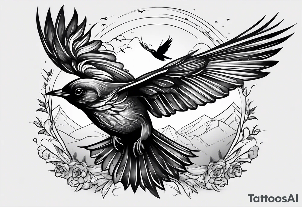 blackbirds in flight tattoo idea
