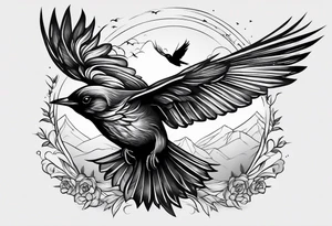blackbirds in flight tattoo idea