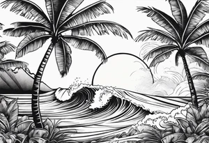 Palm tree, surfing tattoo idea