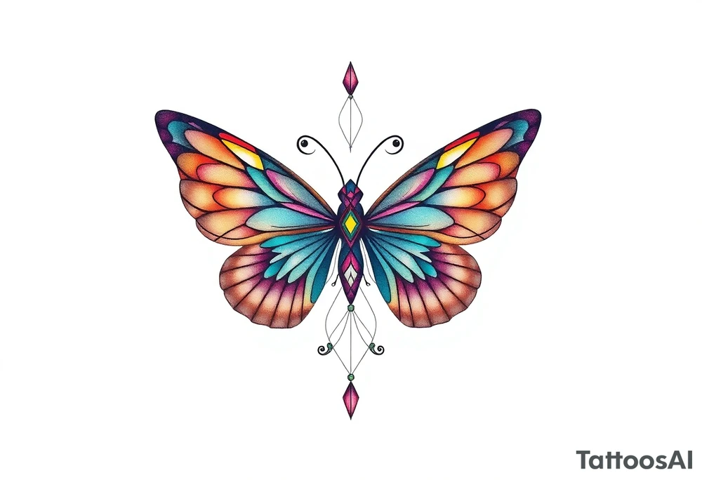 a geometric butterfly tattoo idea