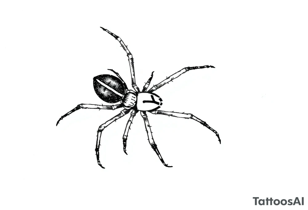 Black widow Spider crawling down sideways with the letter Y on the body of the spider tattoo idea