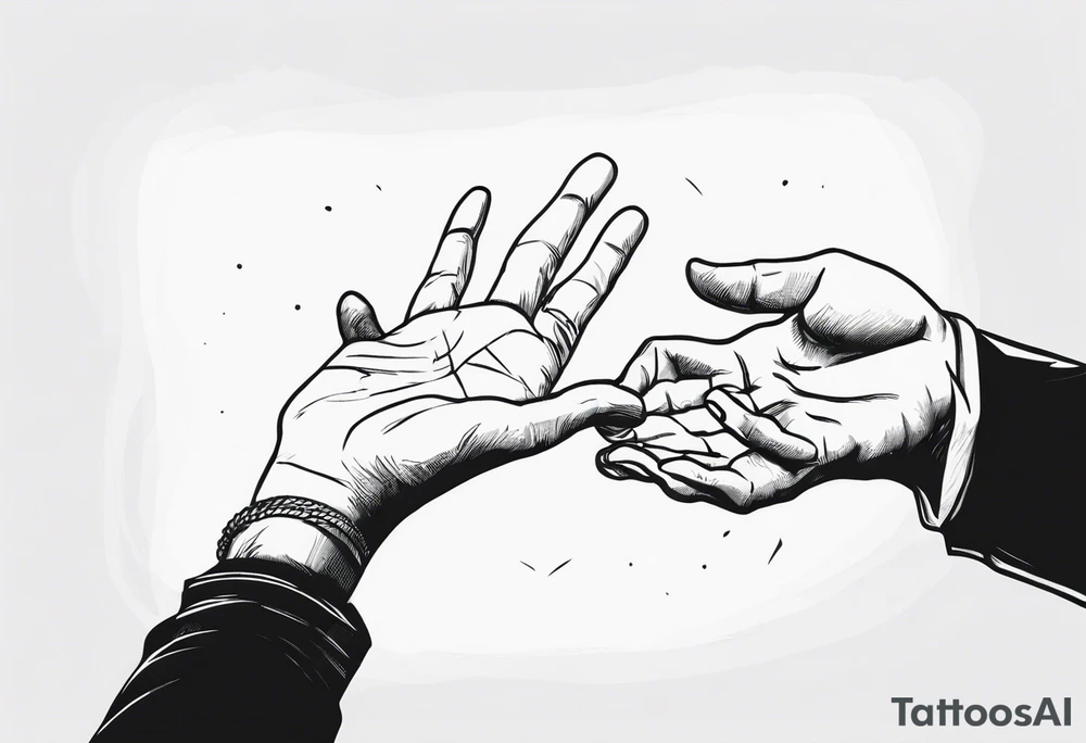 Old Hand reaching out to young hands tattoo idea