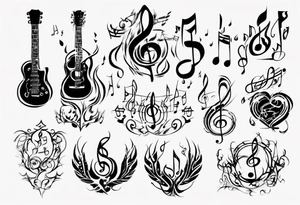 music stave hearth tattoo idea