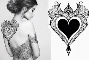 Cover up 2 hearts over lapping on back at base of neck tattoo idea