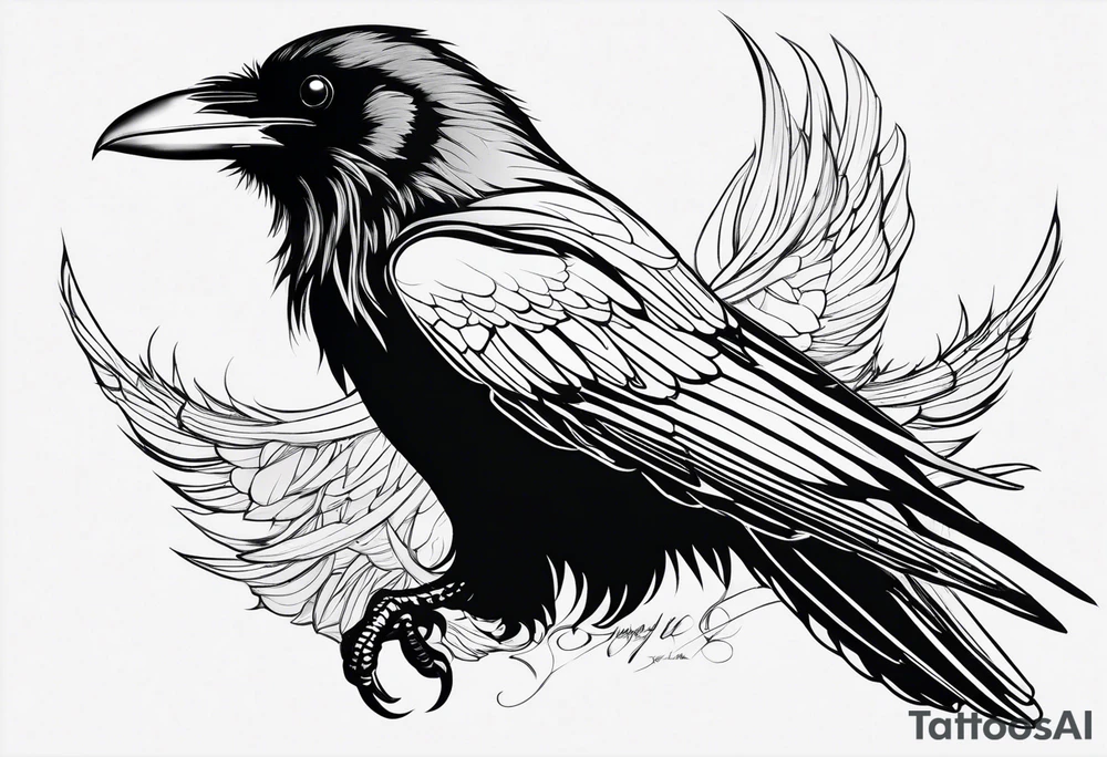 raven in flight tattoo idea