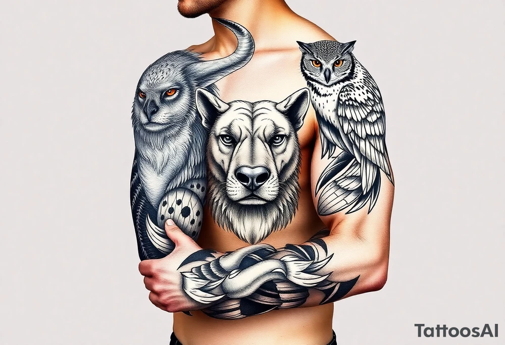 , bull, dog, swan, owl, cat, tattoo idea