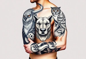 , bull, dog, swan, owl, cat, tattoo idea