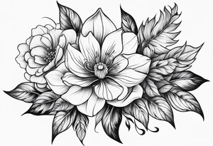 Curved floral leaves tattoo idea