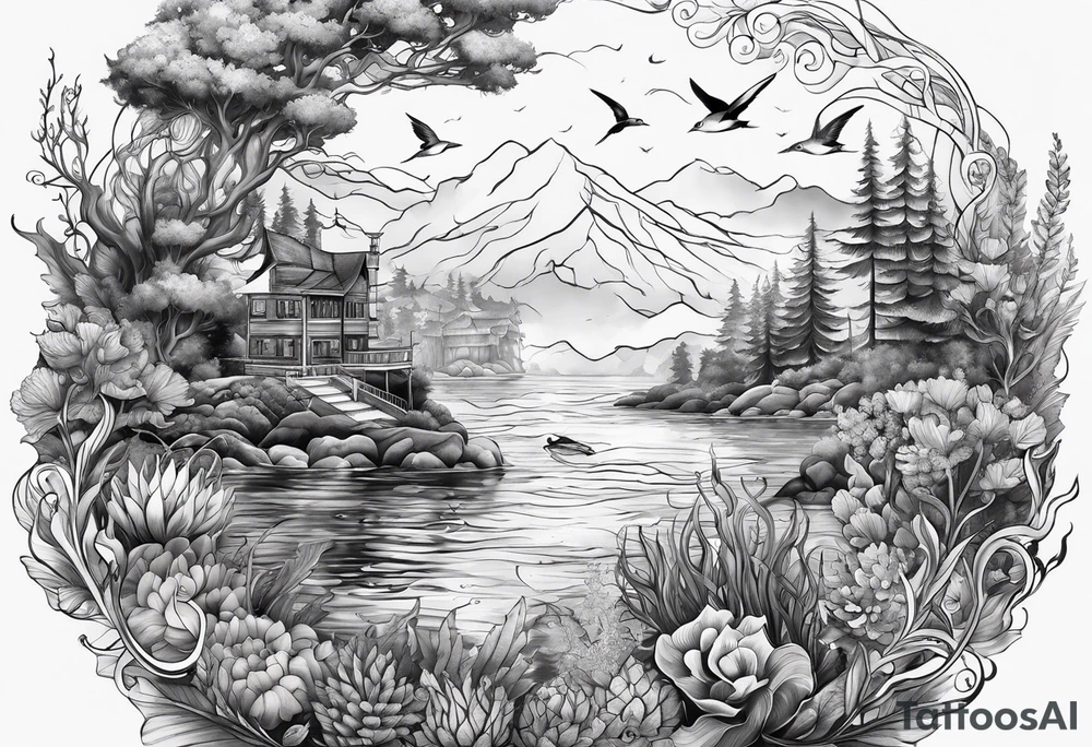 Underwater, beautiful scene tattoo idea