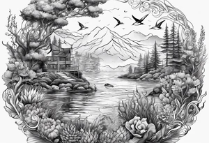 Underwater, beautiful scene tattoo idea