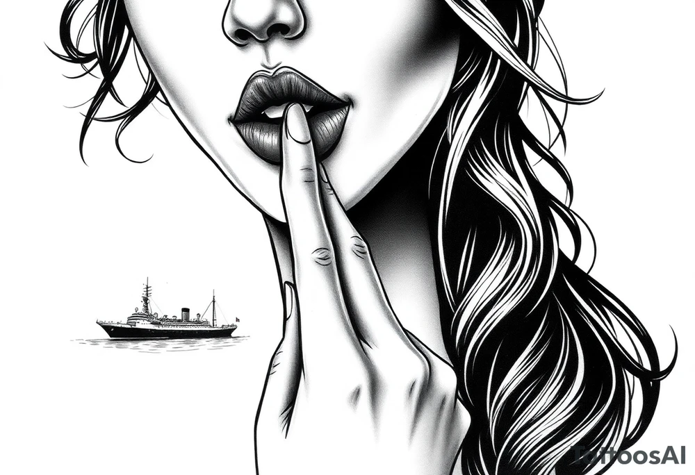 Loose lips sink ships. Must include ship and a sexualised woman with her finger to her lips tattoo idea