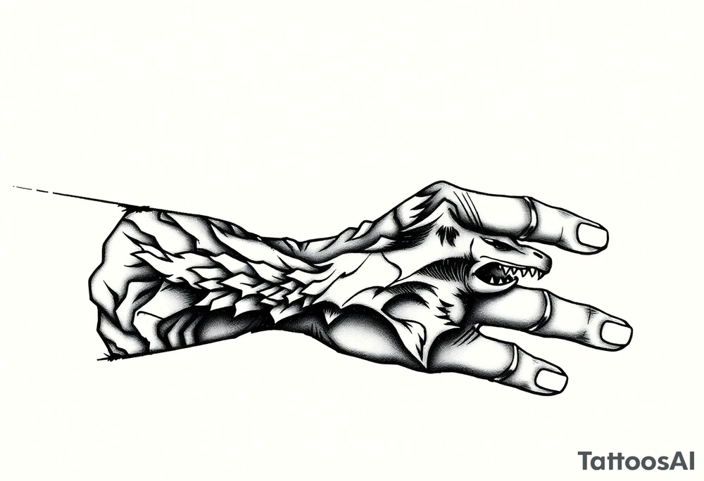 Simple large nature or Norse themed, covering the hand, going up the fingers and down the wrist. tattoo idea