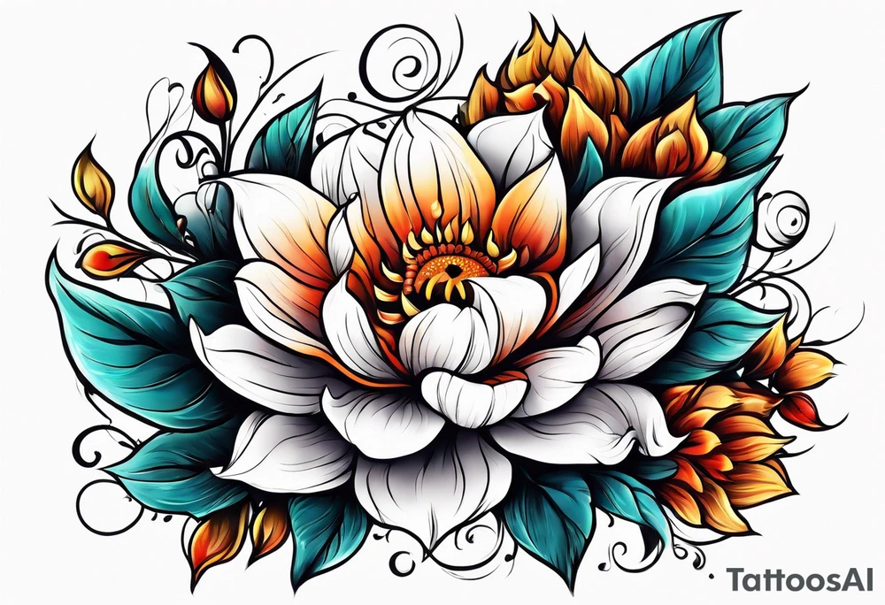 flower fire for a male tattoo idea