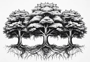 Three small trees together by the roots tattoo idea