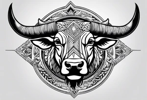Taurus head split down the middle by an arrow tattoo idea