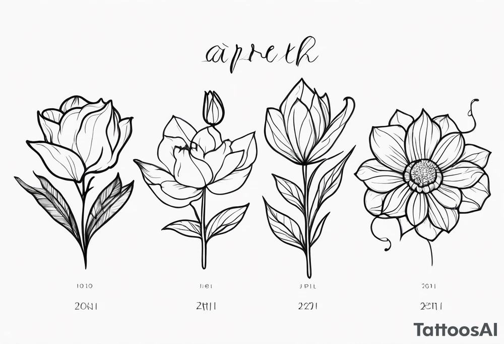 March April June November December birth flowers tattoo idea