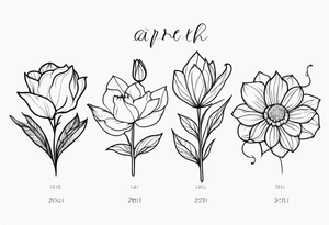 March April June November December birth flowers tattoo idea