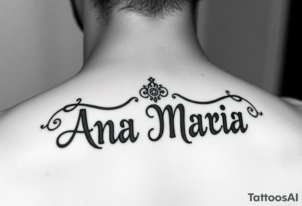 The name Ana Maria in Mayan symbols tattoo idea