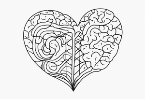Brain, heart, simple, love, thin lines tattoo idea