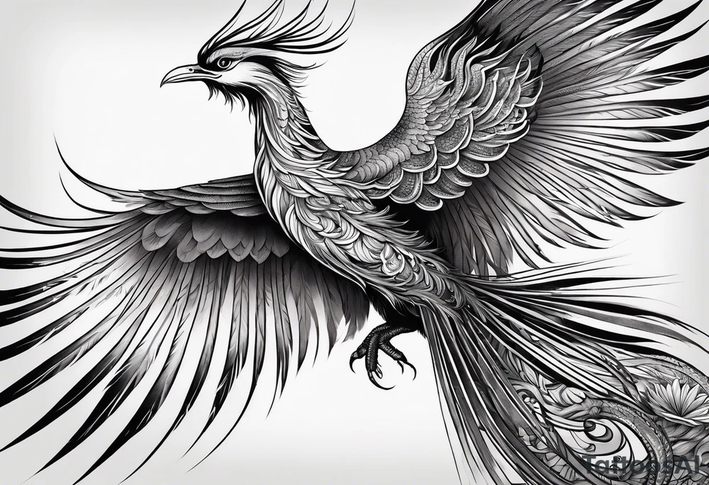 graceful asian style phoenix with extra long tail feathers and a long neck and large feathers
arm tattoo tattoo idea