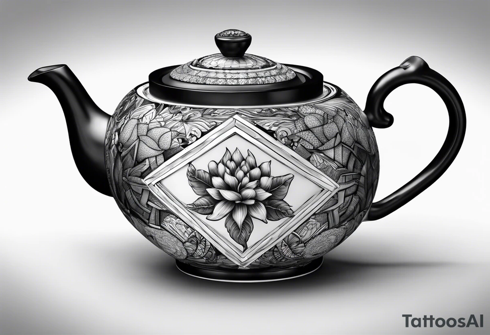 Teapot with 3-d cube tattoo idea