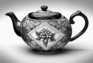 Teapot with 3-d cube tattoo idea