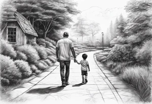 Child walking next to dad past away tattoo idea